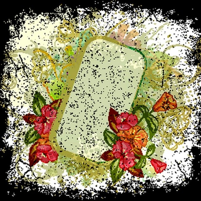 墨迹水粉花朵矢量背景