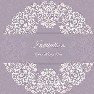 优雅紫色花纹邀请卡矢量素材图片