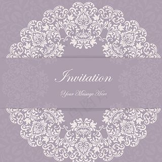 优雅紫色花纹邀请卡矢量素材图片