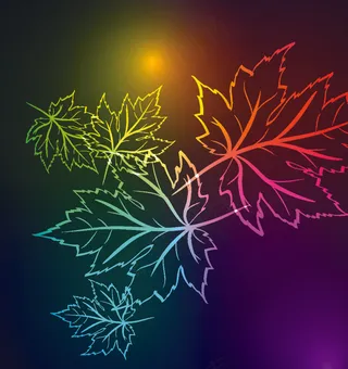 霓虹光效树叶矢量素材