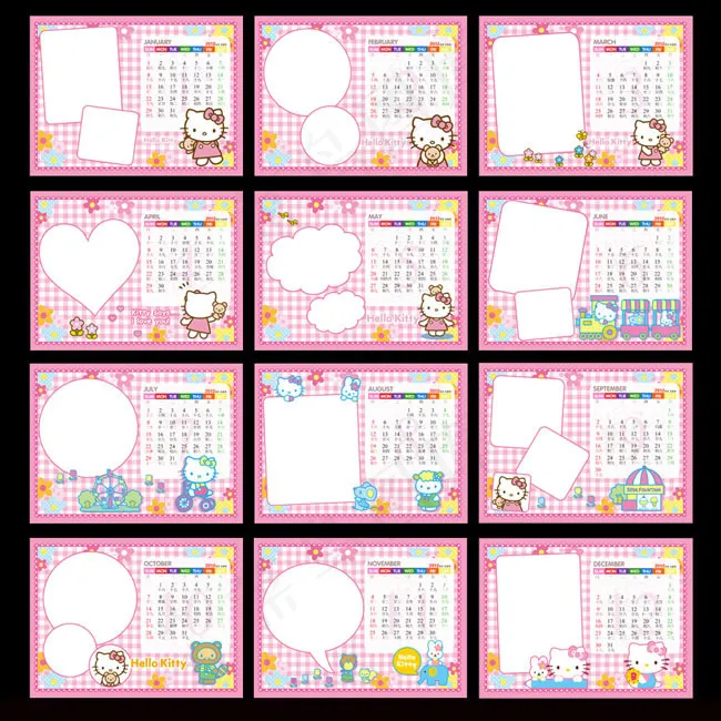 2012台历模板Hello kittyPSD素材(2400X1800(DPI:300))psd模版下载