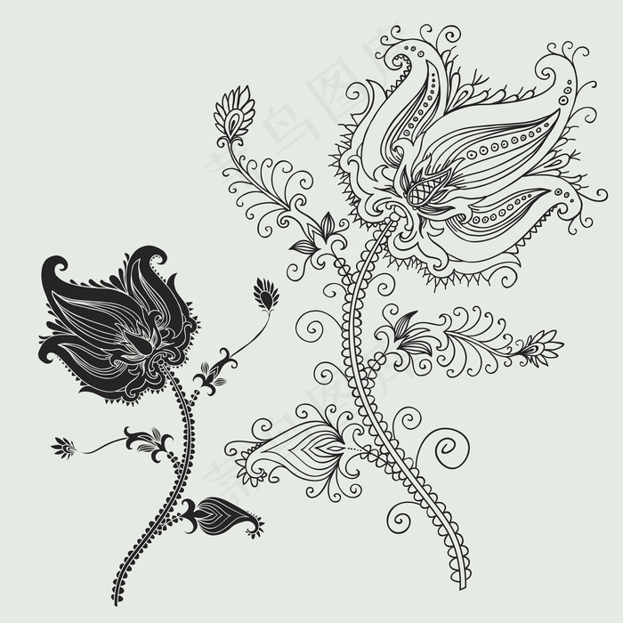 古典花纹图案矢量素材