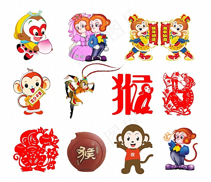 猴年新春海报设计元素图片