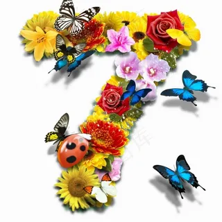 PSD花朵合成数字7 PSD花朵合成数字7