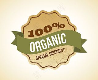 绿色丝带圆形环保主题标签