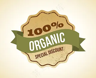 绿色丝带圆形环保主题标签