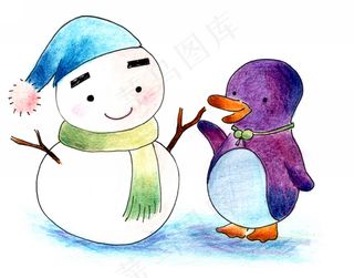 可爱雪人插画
