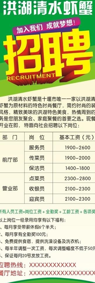 虾蟹招聘x展架图片