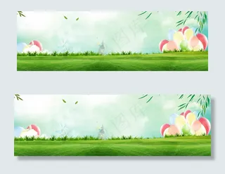 绿色环保卡通banner背景