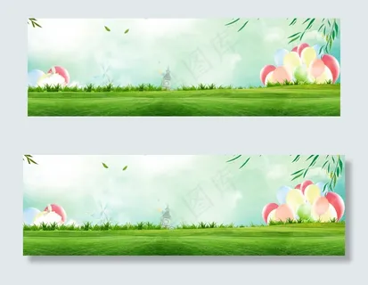 绿色环保卡通banner背景 绿色环保卡通banner背景
