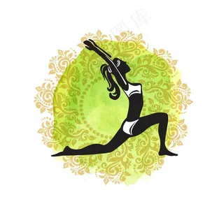 炫彩花纹美女瑜伽背景