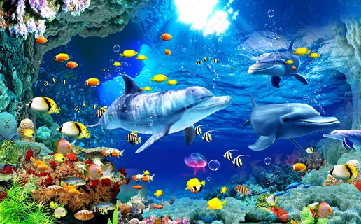 海底世界背景画电视背景墙