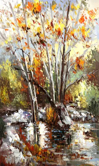 唯美抽象树玄关壁画模板下载