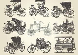 仿古运输工具矢量素材