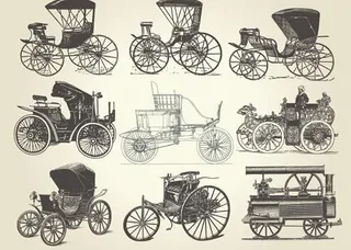 仿古运输工具矢量素材