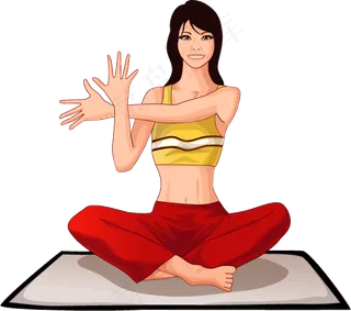 可爱卡通瑜伽美女PNG透明背景免抠...