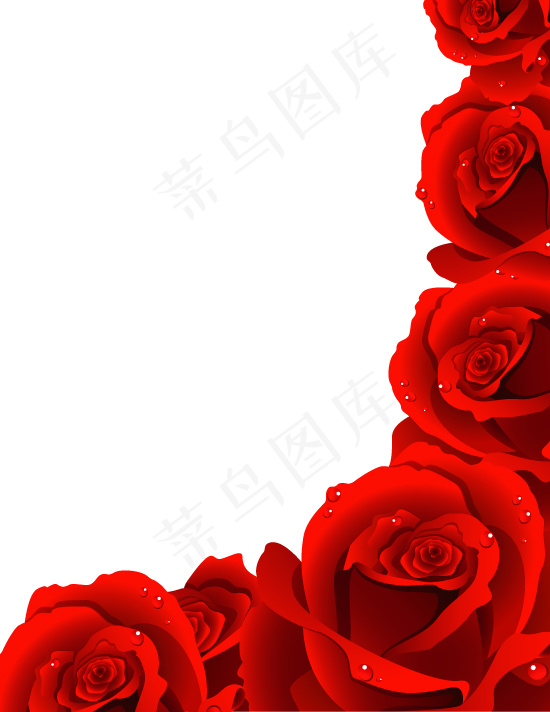 鲜红花瓣玫瑰花矢量素材eps,ai矢量模版下载