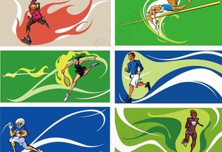 手绘卡通体育运动背景卡片图片