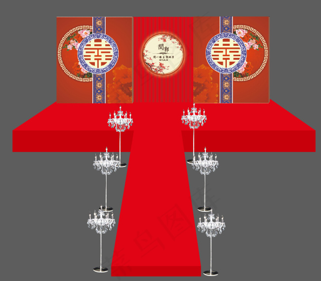 婚礼效果图ai矢量模版下载