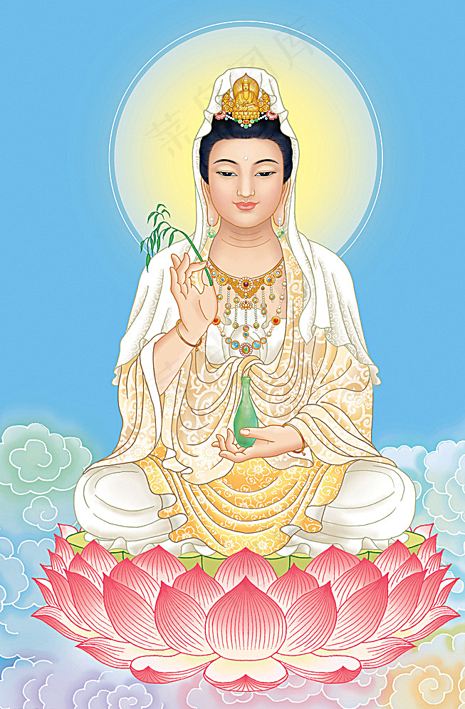 精美观音菩萨坐像图片(3780X5669(DPI:300))psd模版下载