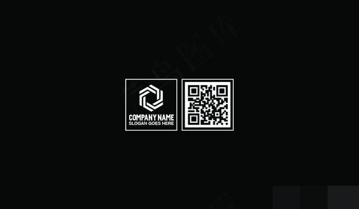 黑色白色时尚简约个人商务名片二维码psd模版下载