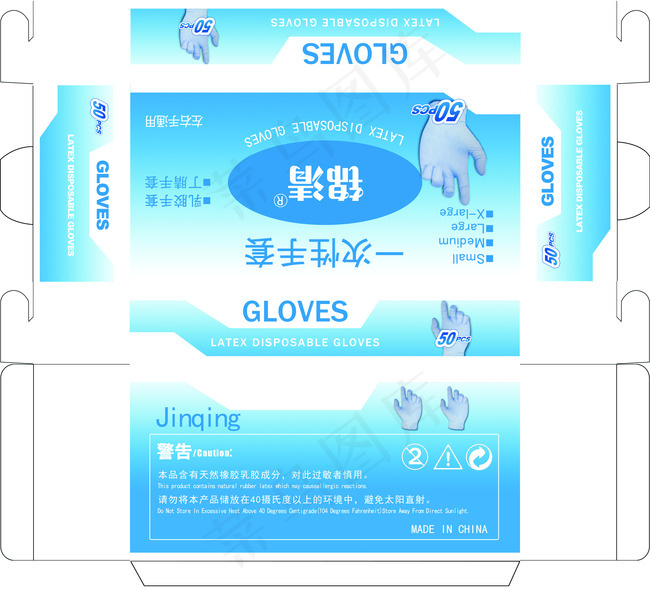 包装袋包装盒一次性手套(4606X4193(DPI:300))psd模版下载