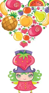 水果 草莓 小姑娘 菠萝 香蕉 水...