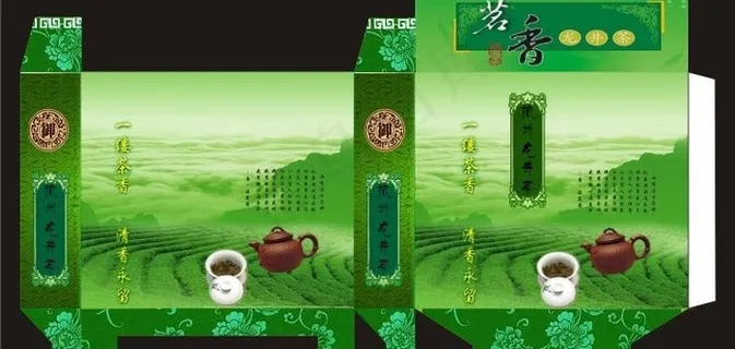 西湖龙井茶展开盒图片