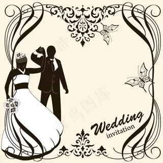 婚礼请柬背景矢量素材