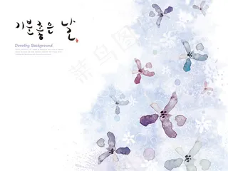 韩国花朵图案泼墨效果PSD素材