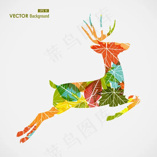 色彩麋鹿矢量素材-2eps,ai矢量模版下载