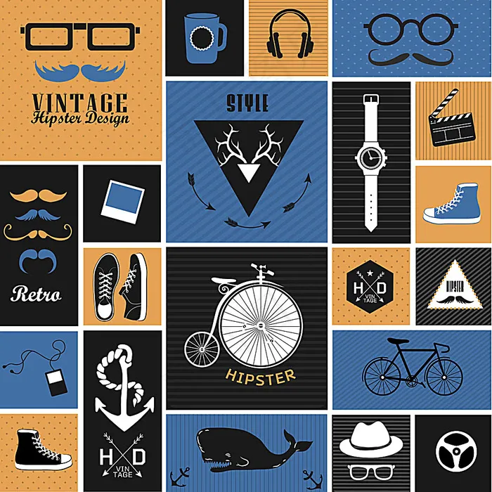 时尚男士生活主题图标eps,ai矢量模版下载