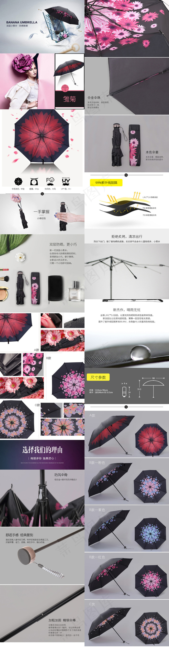 2017淘宝天猫雨伞详情页描述模板...