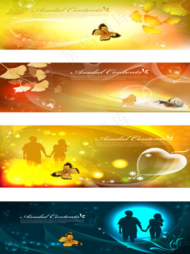 浪漫爱情唯美蝴蝶横幅矢量素材