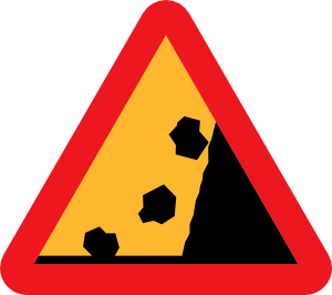 落下的岩石从右方道路标志剪贴画