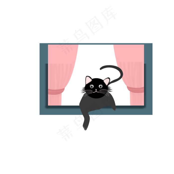 趴着窗户上的小猫psd元素