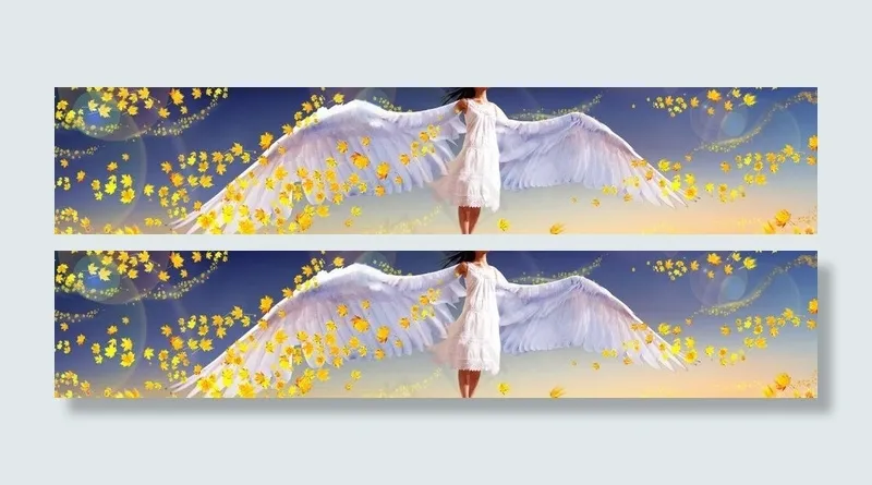 美女天使翅膀素材图片(4724X1181(DPI:300))psd模版下载