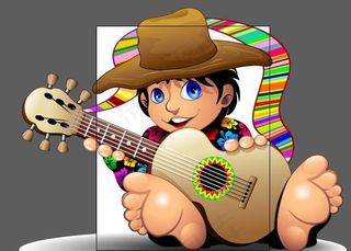 卡通男孩和吉他设计矢量