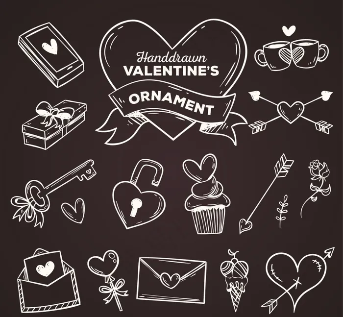 手绘风格情人节元素ai矢量模版下载