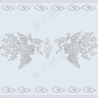 中国古典抽象的凤凰图案矢量素材