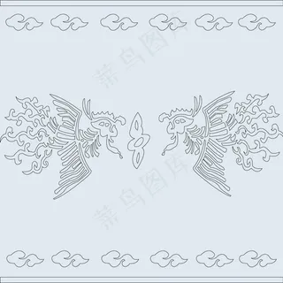 中国古典抽象的凤凰图案矢量素材