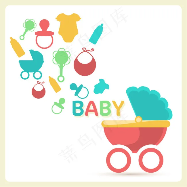 婴儿车和玩具ai矢量模版下载