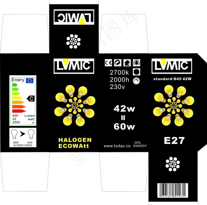 灯泡包装图片cdr矢量模版下载