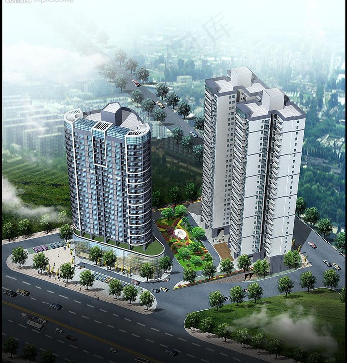 楼盘花园景观绿化效果图图片(1579X1800(DPI:72))psd模版下载