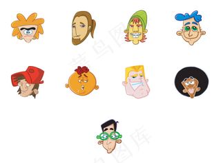 多个Q版卡通人物头像