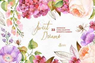 紫色系手绘花卉花朵植物卡片邀请函P...