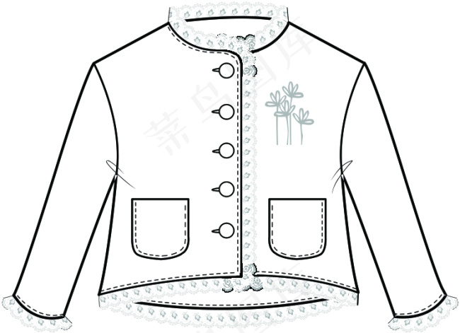蕾丝花边夹克衫cdr矢量模版下载