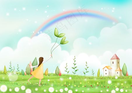 女孩在春天的田野里