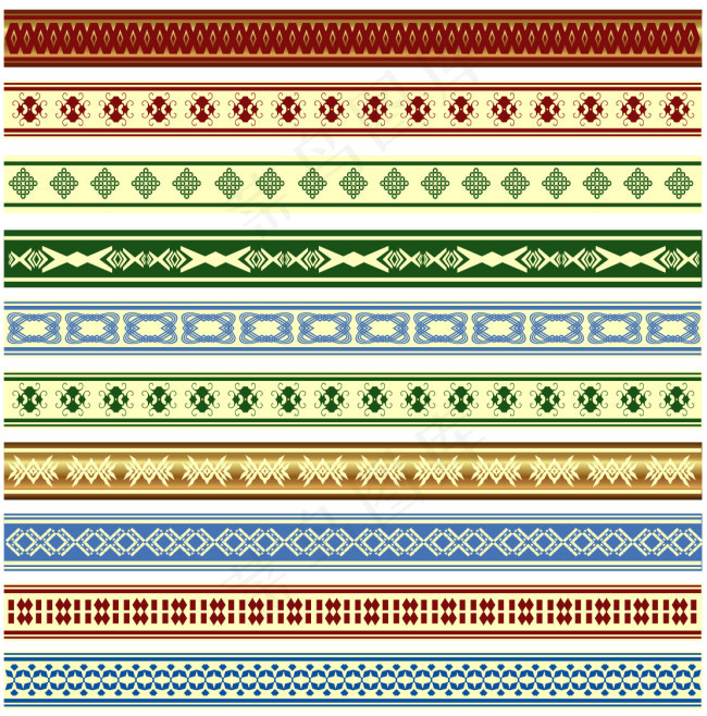 几款间隔符边框花纹图案矢量素材