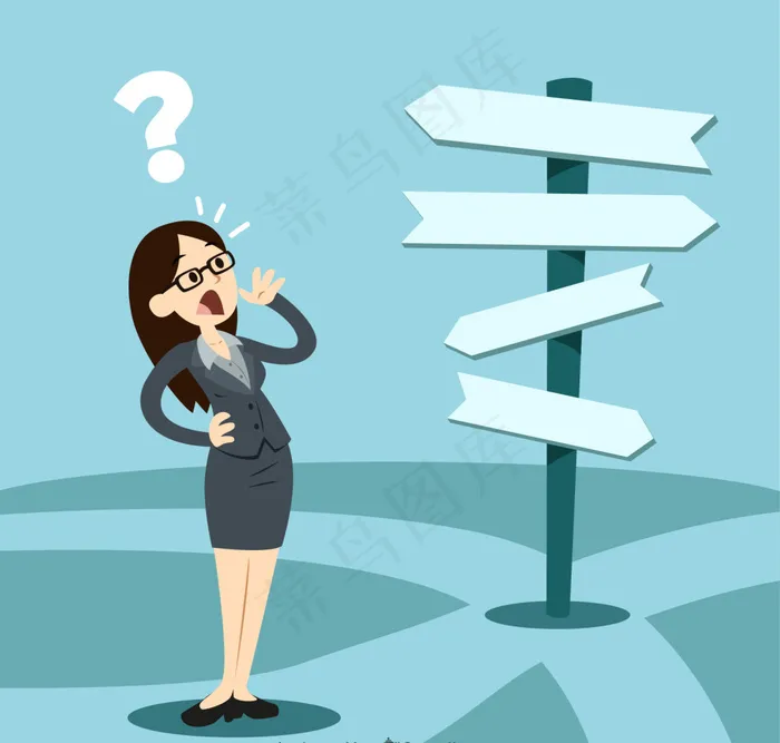 美女问号指路牌eps,ai矢量模版下载